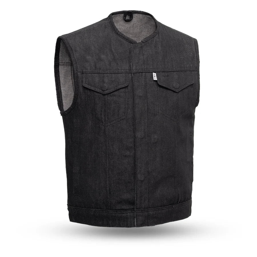 Murdock Men's Motorcycle Denim Vest - Medium Size, Black, Biker Jacket for Harley Davidson Riders - Perfect for Road Trips & Motorcycle Events (Ships Same Day)