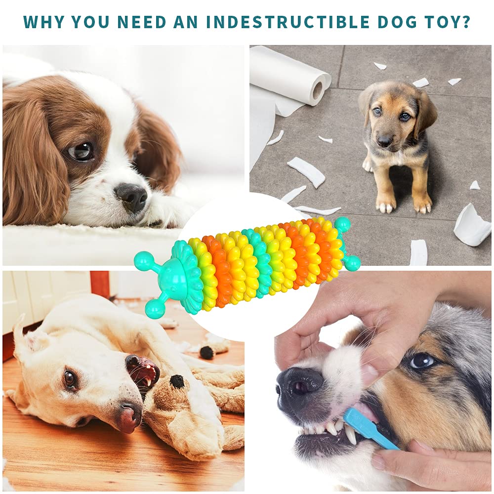 **Durable Indestructible Dog Chew Toys for Aggressive Chewers – Rubber Teeth Cleaning Chew Toys for Small, Medium & Large Breed Dogs – Interactive Puppy Training Toys for Outdoor Play – Blue**    *(Great for teething puppies, aggressive chewers, and interactive training sessions!)*