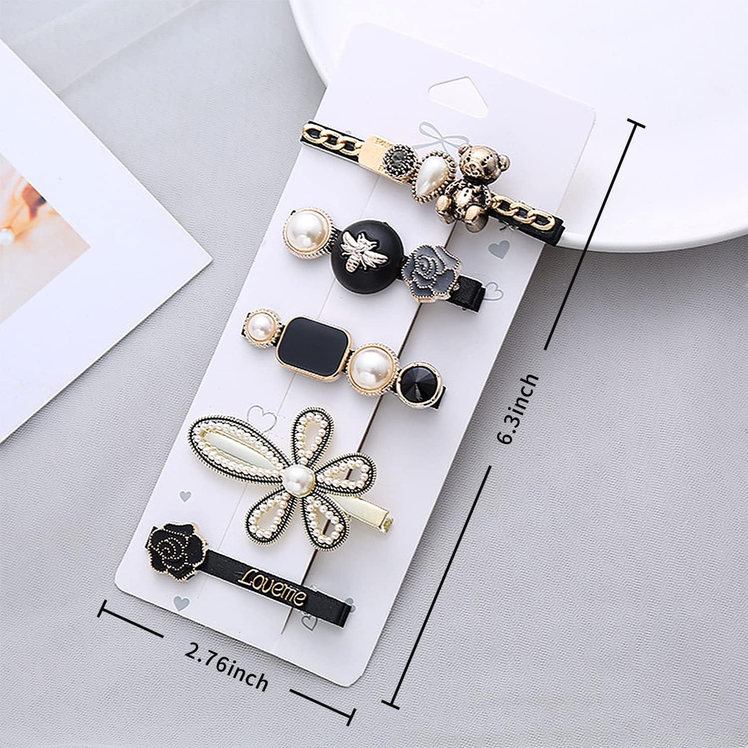 5Pcs Stylish Hair Clips for Women & Girls - Golden & Silver Hair Barrettes, Hair Pins with Different Designs - Perfect for School, Parties & Daily Styling Accessories