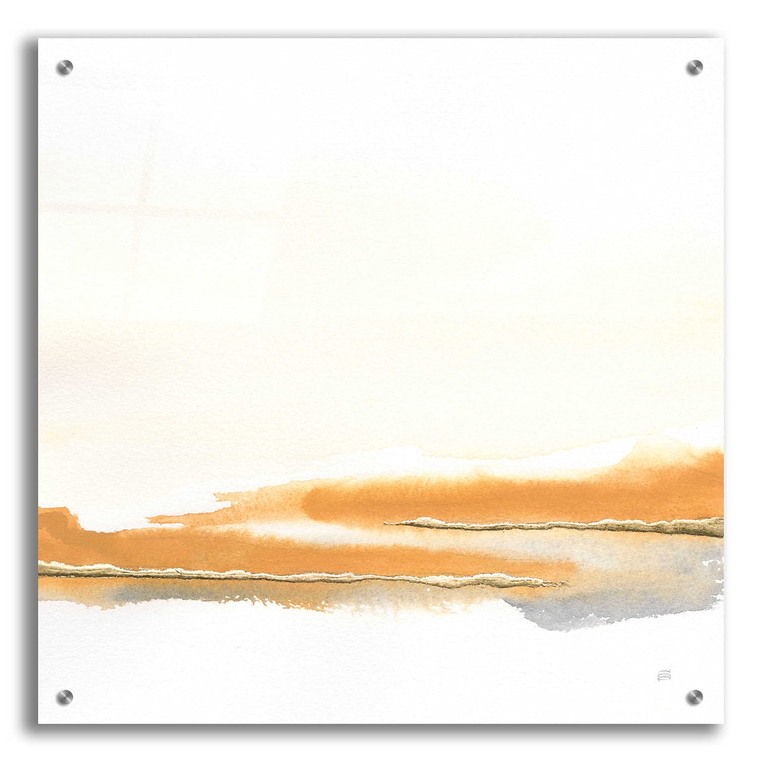 Chris Paschke 'Turmeric and Gold II' Abstract Acrylic Glass Wall Art - 24x24 Inch Modern Home Decor for Living Room, Bedroom & Office