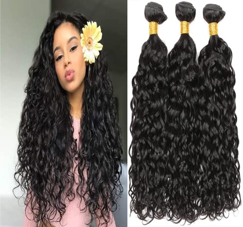 Brazilian Virgin Hair Bundles 8A Grade 100% Unprocessed Water Wave Human Hair Extensions - 3 Bundles (10 10 10 Inch) for Natural Looking Weaves & Styling | Perfect for Daily Wear, Special Occasions & Salon Use