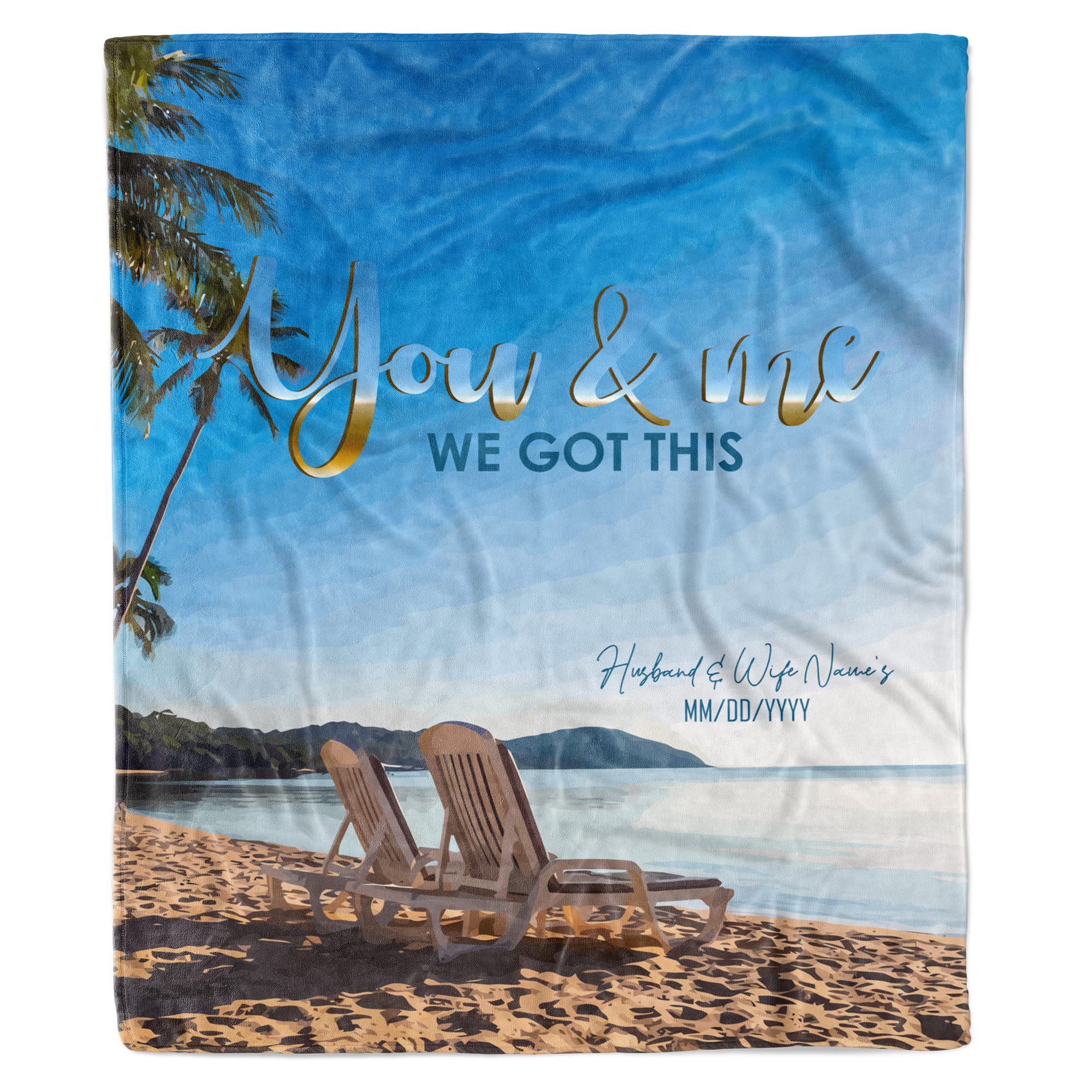 Personalized Couple Blanket - Custom His & Her Name Wedding Anniversary Gift for Couples - Romantic Keepsake for Beach Picnics, Camping & Cozy Nights at Home