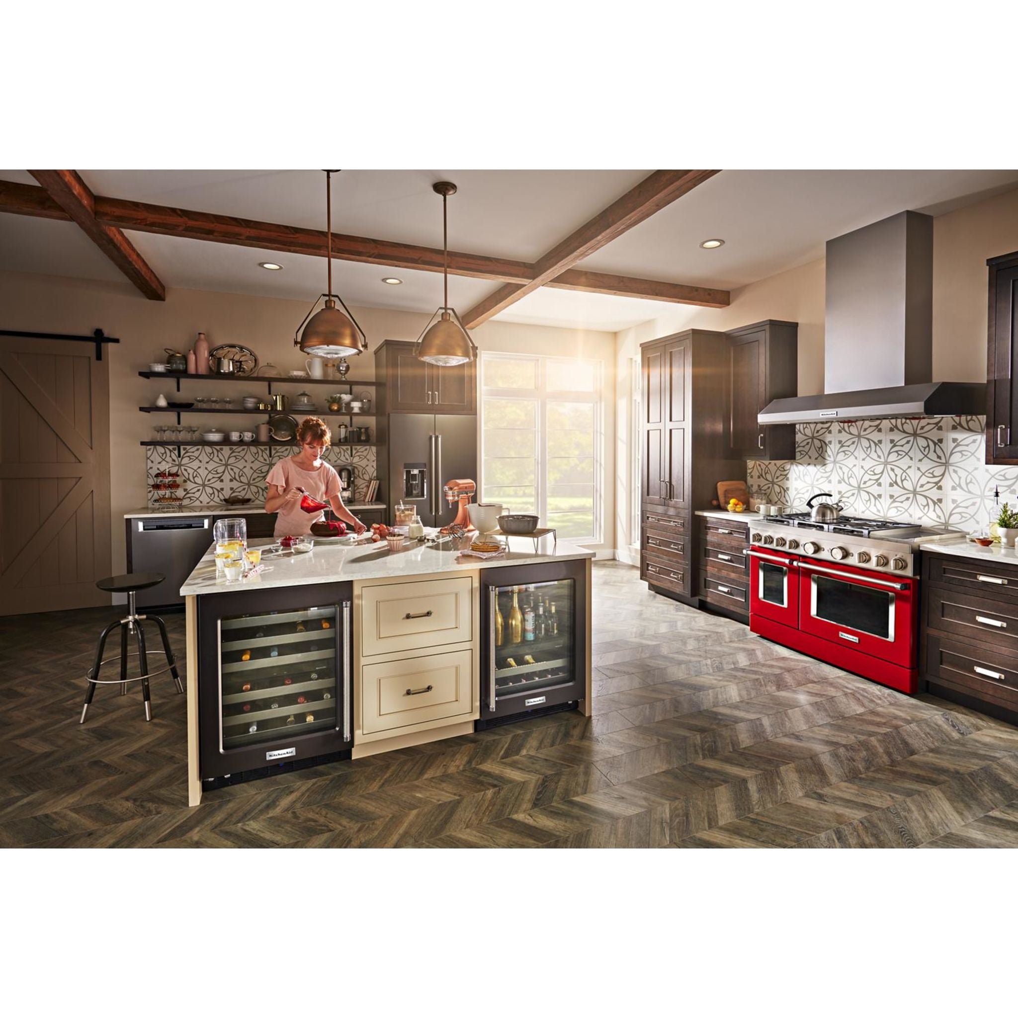 KitchenAid KFDC558JPA 30-Inch Dual Fuel Range with 5 Burners - Passion Red | Professional Gas Cooktop & Electric Oven | Perfect for Home Chefs & Modern Kitchens