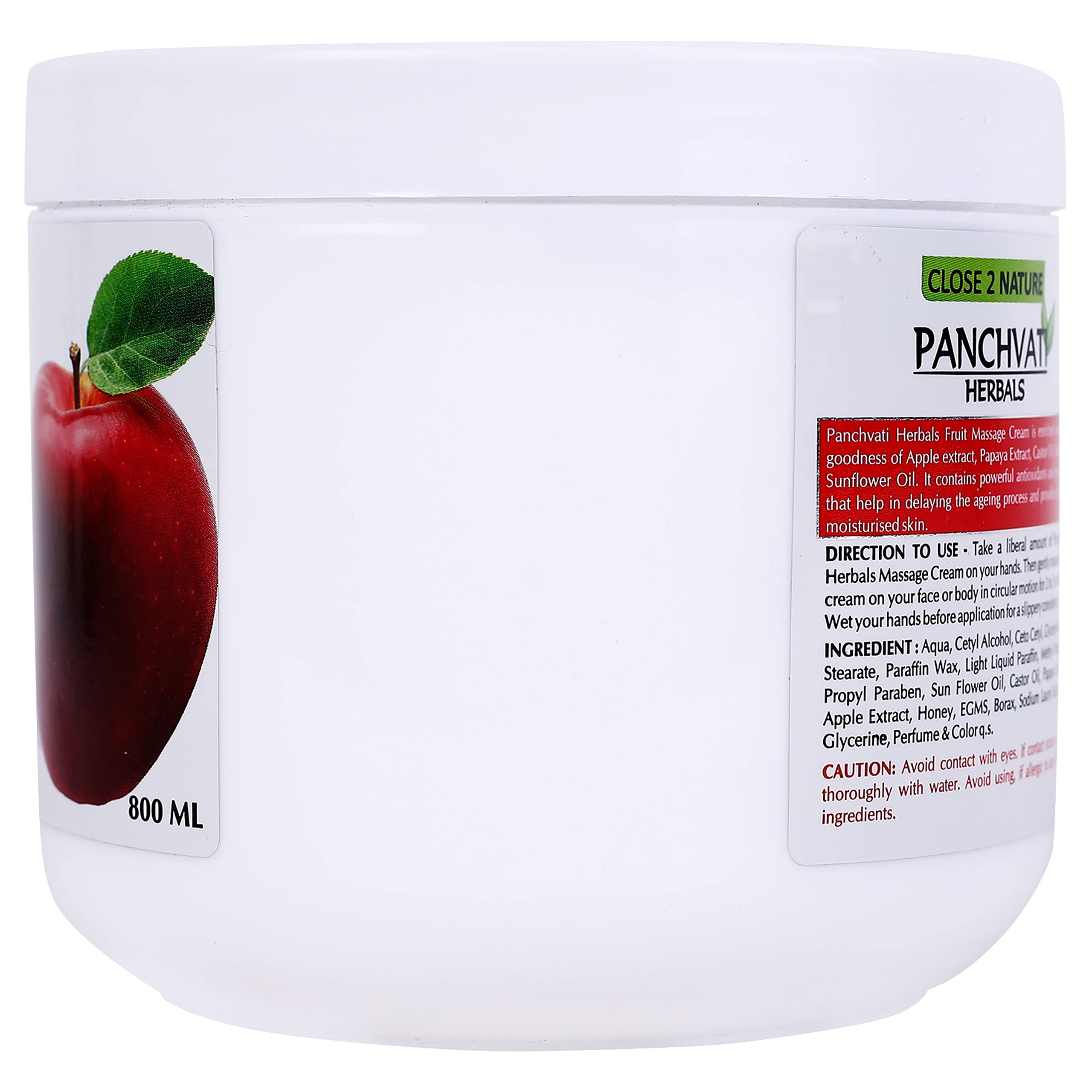 Panchvati Herbals Fruit Massage Cream 800gm - Silicone Free, All Skin Types - Hydrating & Relaxing Body Cream for Spa, Home Massage & Skin Care