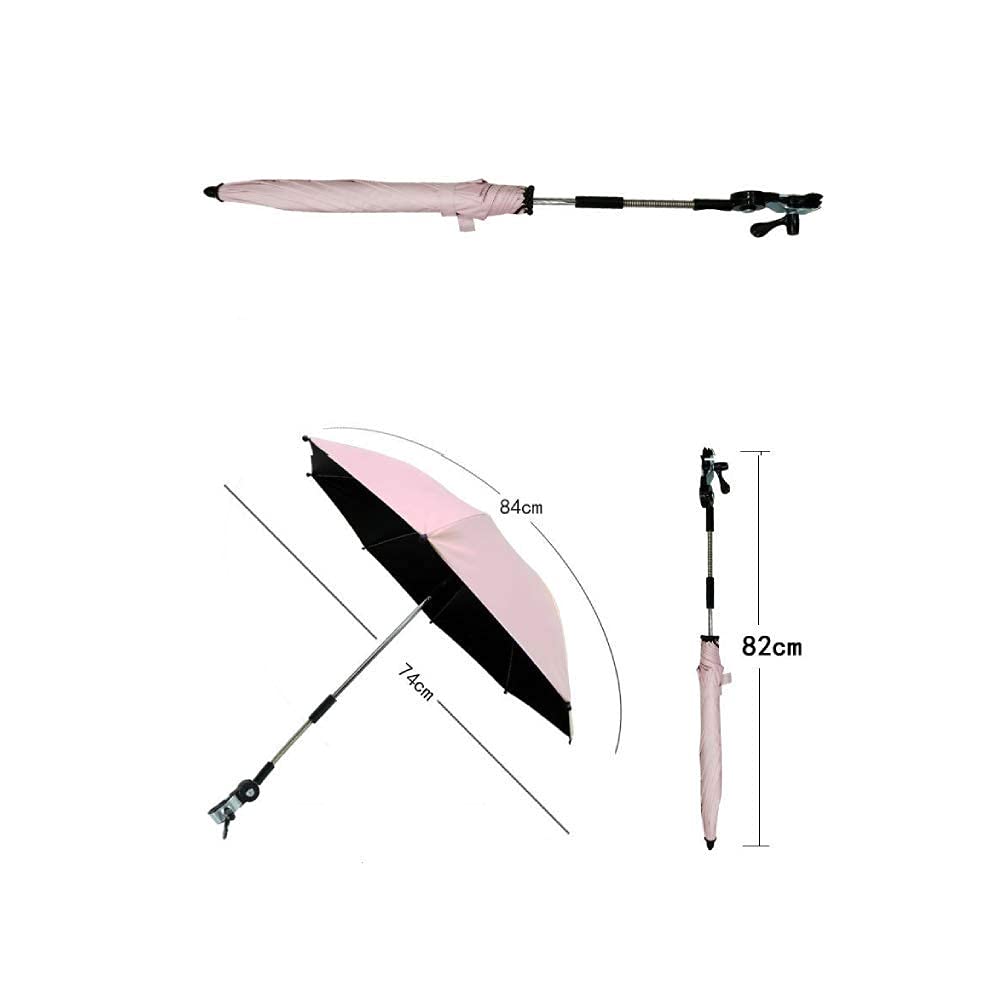 UV Protection Waterproof Baby Stroller Umbrella with Clip - Sun & Rain Canopy for Prams, Beach Chairs & Outdoor Use - Black Stroller Accessories (Perfect for Walks, Travel & Beach Trips)