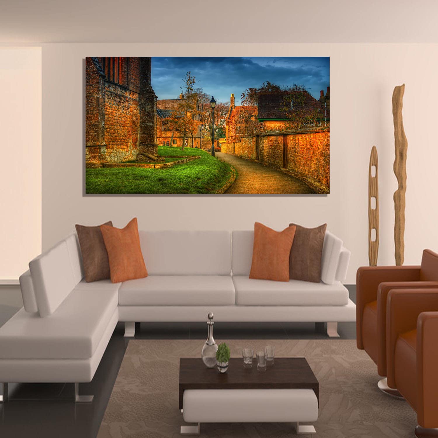 Oxford Autumn Canvas Art - Framed Landscape Painting Wall Decor for Home, Office, Bedroom - Ready to Hang - Perfect for Living Room, Dining Area & Gift Giving