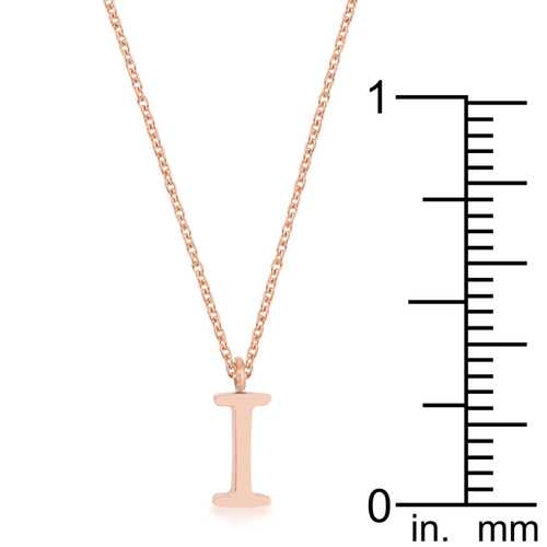 Elaina Rose Gold Stainless Steel Initial Necklace for Women - Personalized Letter I Pendant Jewelry Gift for Birthday, Anniversary & Valentine's Day