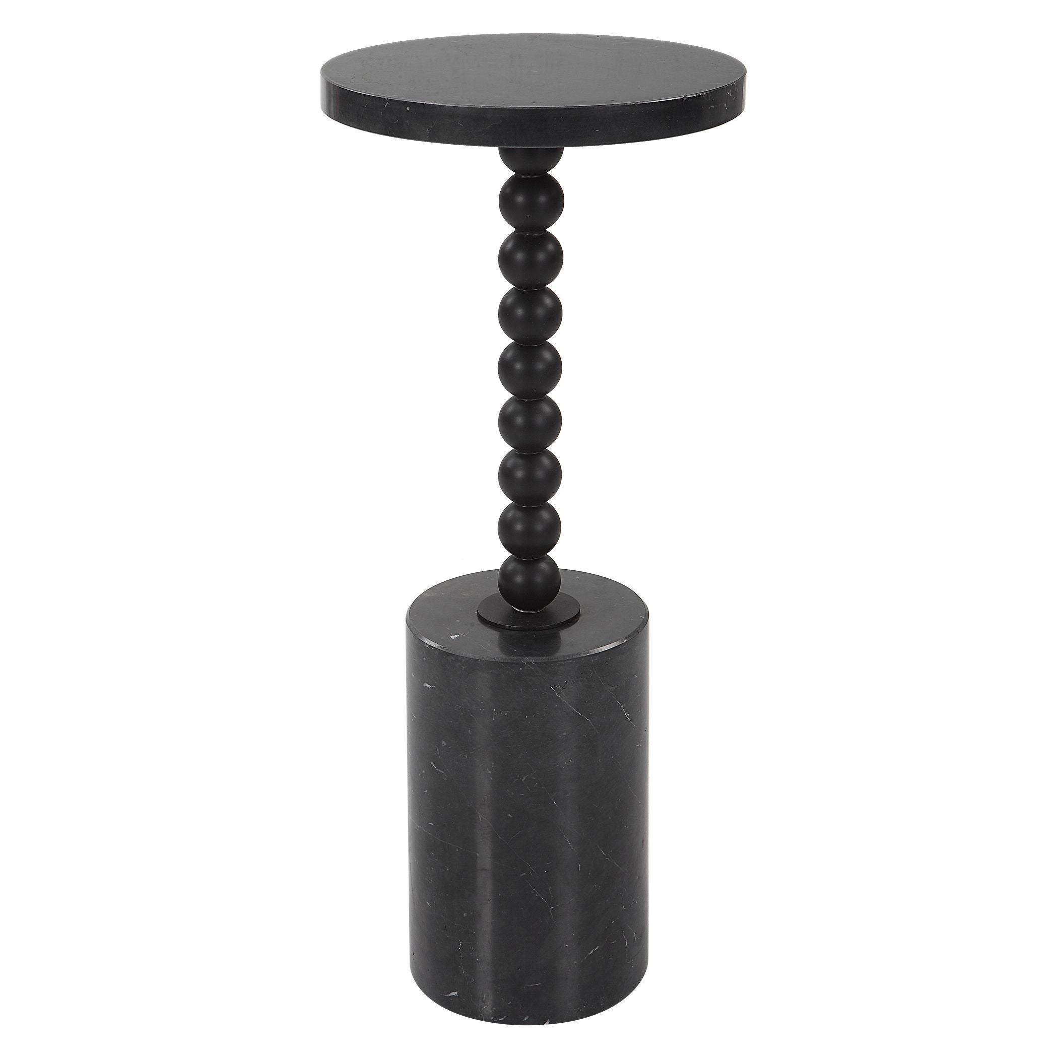 Black Beaded Drink Table - Elegant and Durable Coffee Table for Living Room, Patio, or Outdoor Decor
