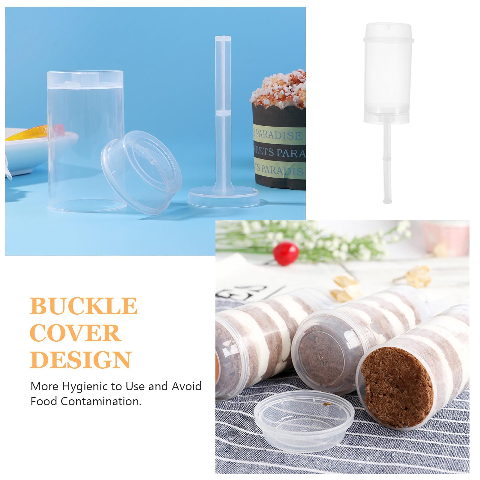 DOITOOL 50PCS Reusable Cake Push Pop Containers with Lids - Dessert Shooter Cups for Cake, Ice Cream, Jelly, Candy | Perfect for Birthday Parties, Baby Showers & Wedding Dessert Displays
