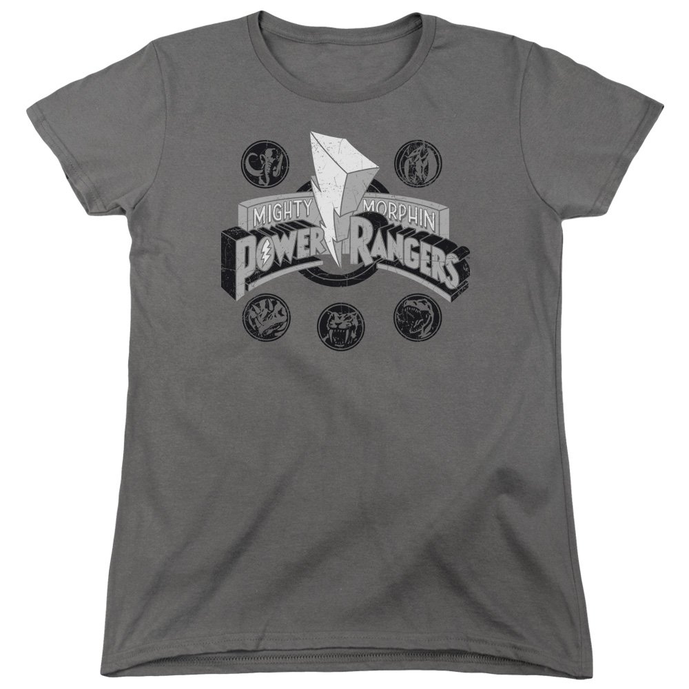 Mighty Morphin Power Rangers TV Series Power Coins & Logo Women's T-Shirt | Official Merchandise | Casual Wear & Cosplay
