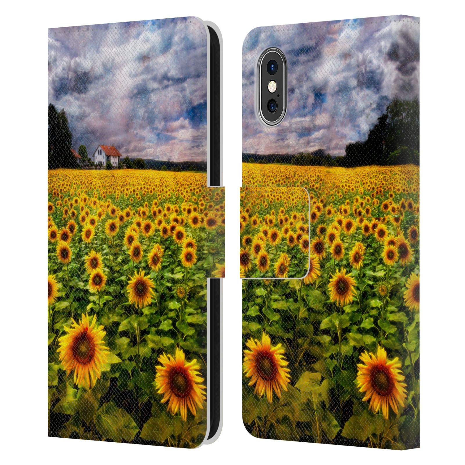 Head Case Designs Officially Licensed Celebrate Life Gallery Dreaming of Sunflowers Floral Leather Book Wallet Case for Apple iPhone X/Xs - Perfect for Everyday Use, Travel & Gift Giving