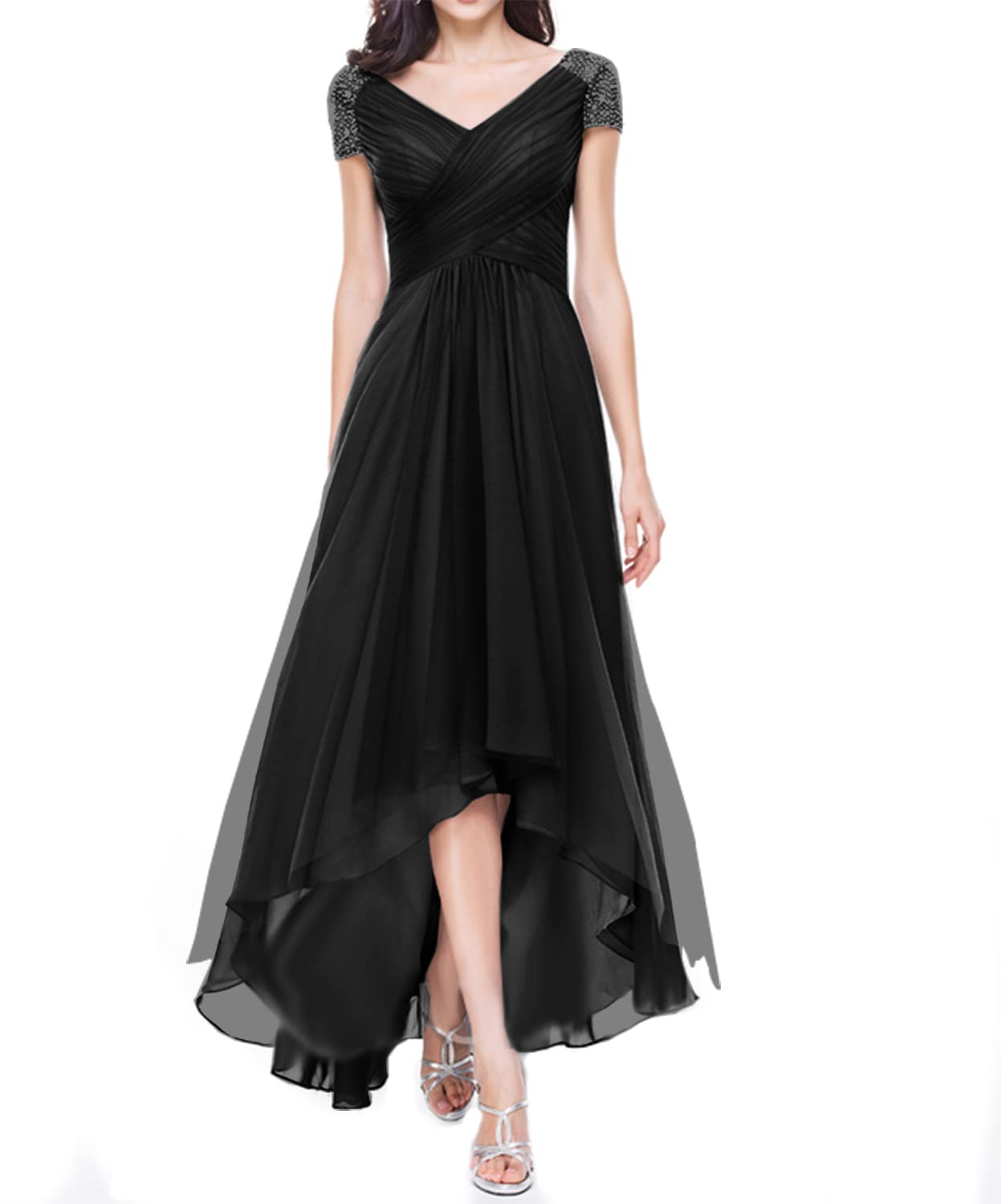 Elegant Mother of The Bride Dresses with Beaded Sequins & Ruffles - Formal A-Line Chiffon Evening Gowns for Wedding Guests - Perfect for Weddings, Galas & Special Occasions