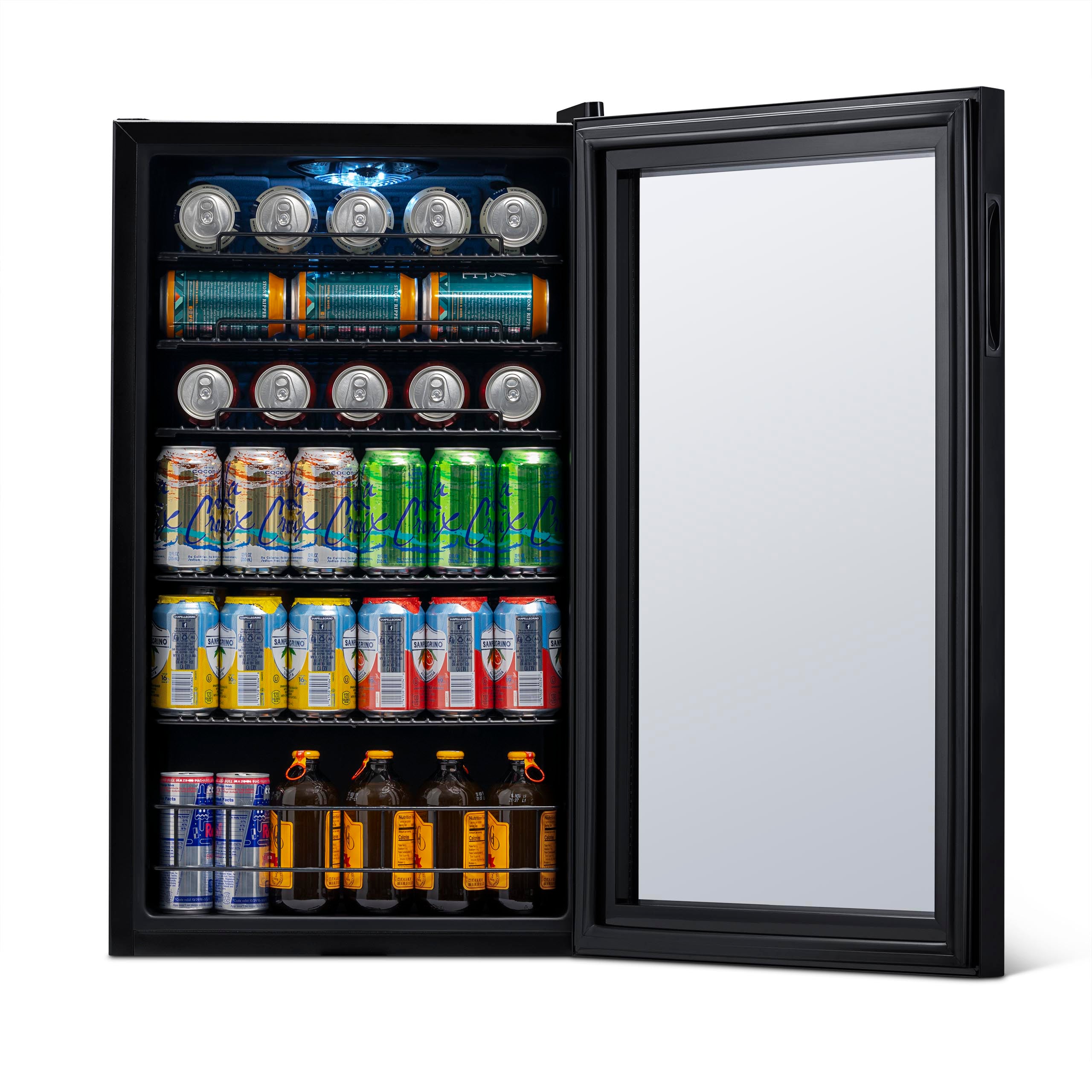 Newair® 126 Can Freestanding Black Beverage Refrigerator - 18.8 Inch Compact Drink Cooler for Beer, Soda & Wine - Perfect for Home Bar, Office, or Man Cave