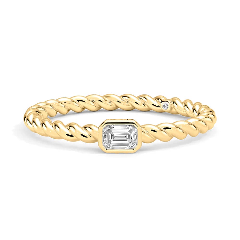Emerald Cut Lab Grown Diamond Rope Promise Ring for Women - 14K White Gold Engagement Ring, Anniversary Gift for Her - Perfect for Proposals, Weddings & Special Occasions