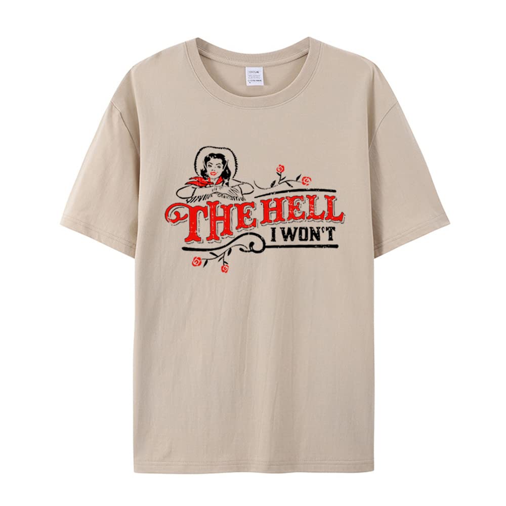 Funny Saying Women's T-Shirt - The Hell I Won't Summer Loose Plus Size 3XL Tee - Harajuku Aesthetic Top for Casual Wear & Street Fashion
