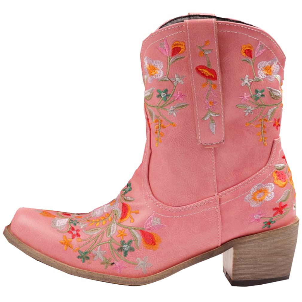 SO SIMPOK Women's Classic Cowgirl Boots - Retro Western Ankle Boots with Embroidered Design for Ladies | Perfect for Country Dancing, Rodeo Events & Western Fashion Outfits