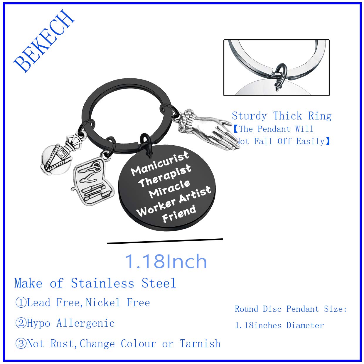 BEKECH Nail Technician Gift Keychain - Perfect Manicurist & Nail Artist Present for Therapists, Friends - Ideal for Salons, Appreciation Gifts & Special Occasions