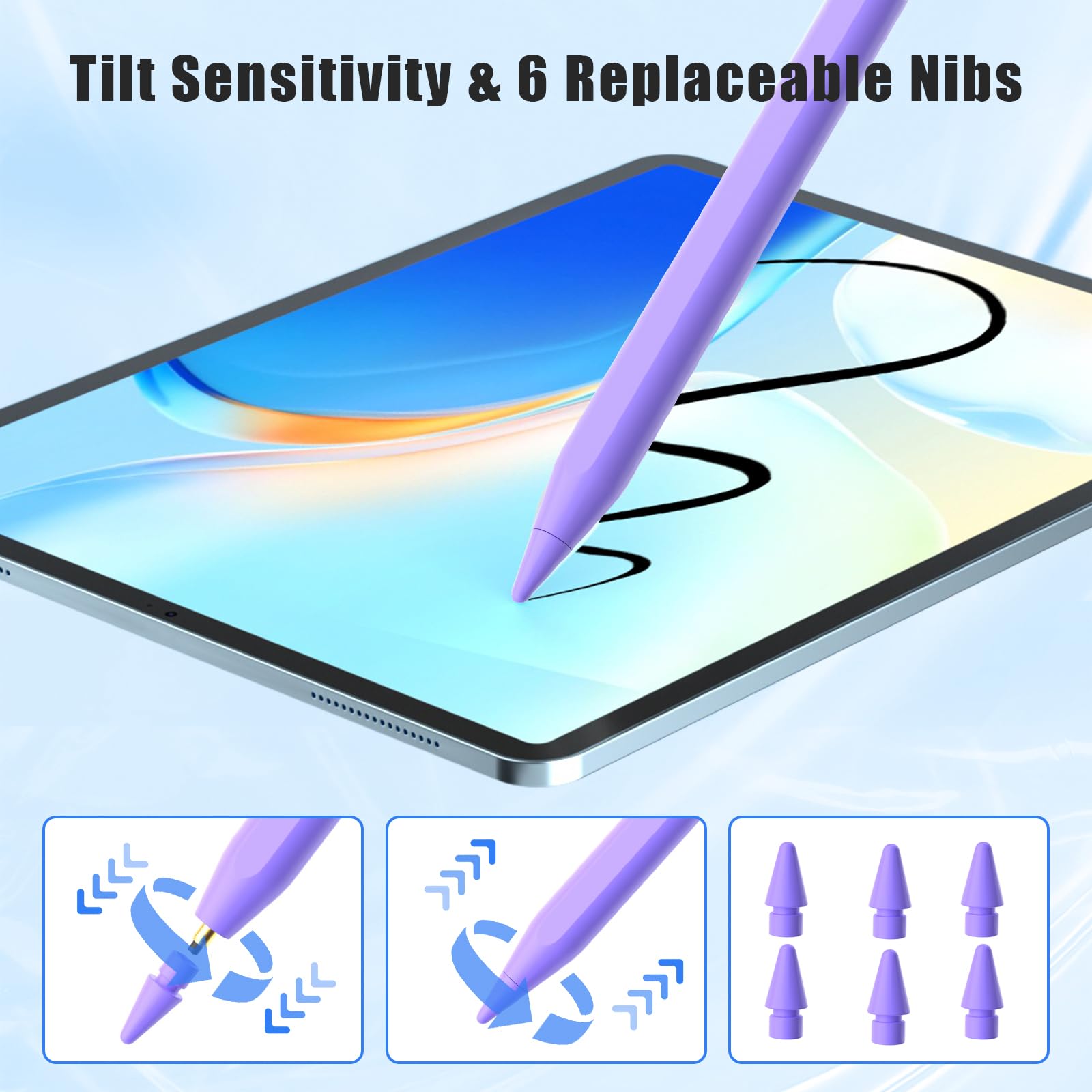 2nd Gen Apple Pencil for iPad (2018-2024 Models) - Fast Charging Stylus Pen Compatible with iPad Pro 11