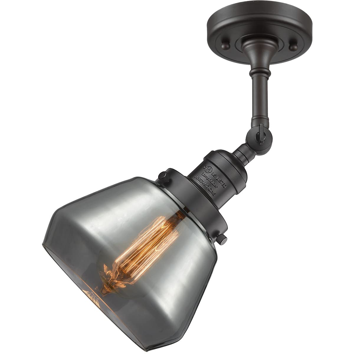 Innovations 201F-OB-G173-LED Semi-Flush Mount Ceiling Light Fixture - Oil Rubbed Bronze Finish, Energy Efficient LED Lighting for Bedroom, Hallway, Kitchen & Living Room