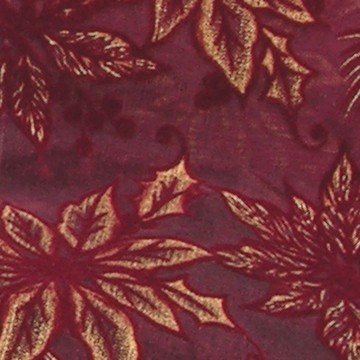 The Ribbon People Sheer Burgundy with Flocked Poinsettia Print Wired Craft Ribbon 2.5