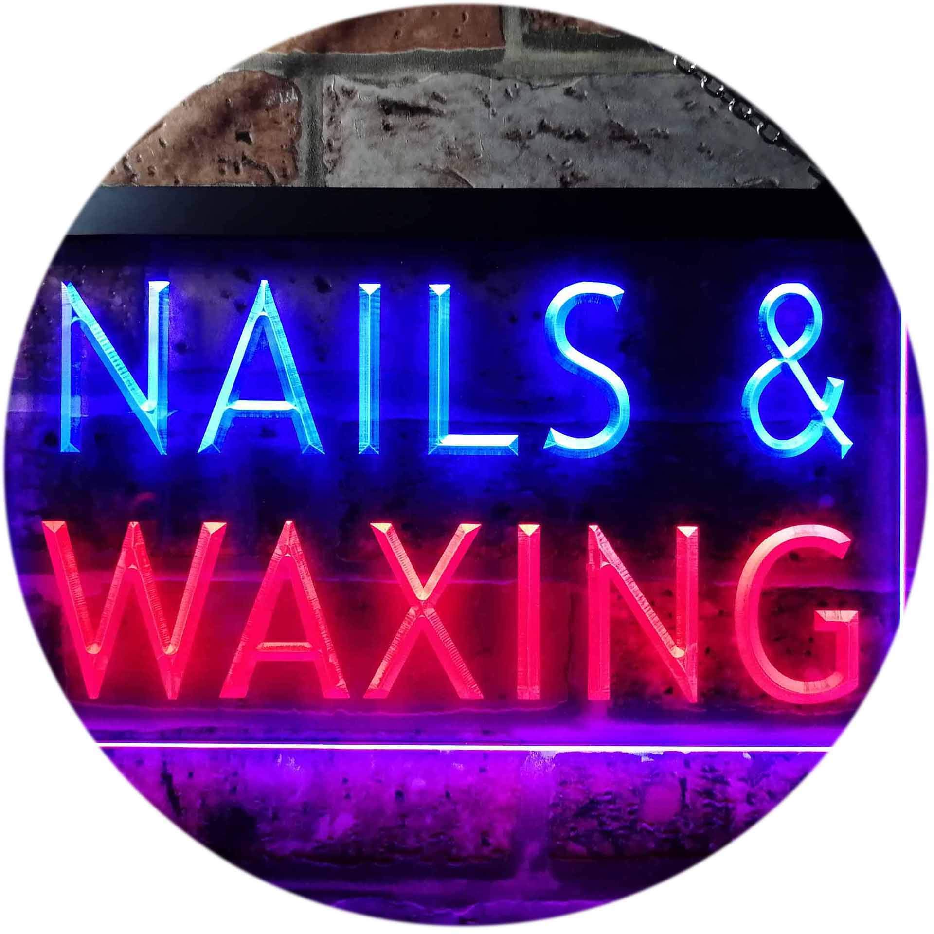 ADVPRO Dual Color LED Neon Sign for Nail Salon & Waxing Spa - 24x16 Inch Red & Blue Beauty Salon Decor - Perfect for Salon Wall Display, Window Advertising & Instagrammable Shop Decor