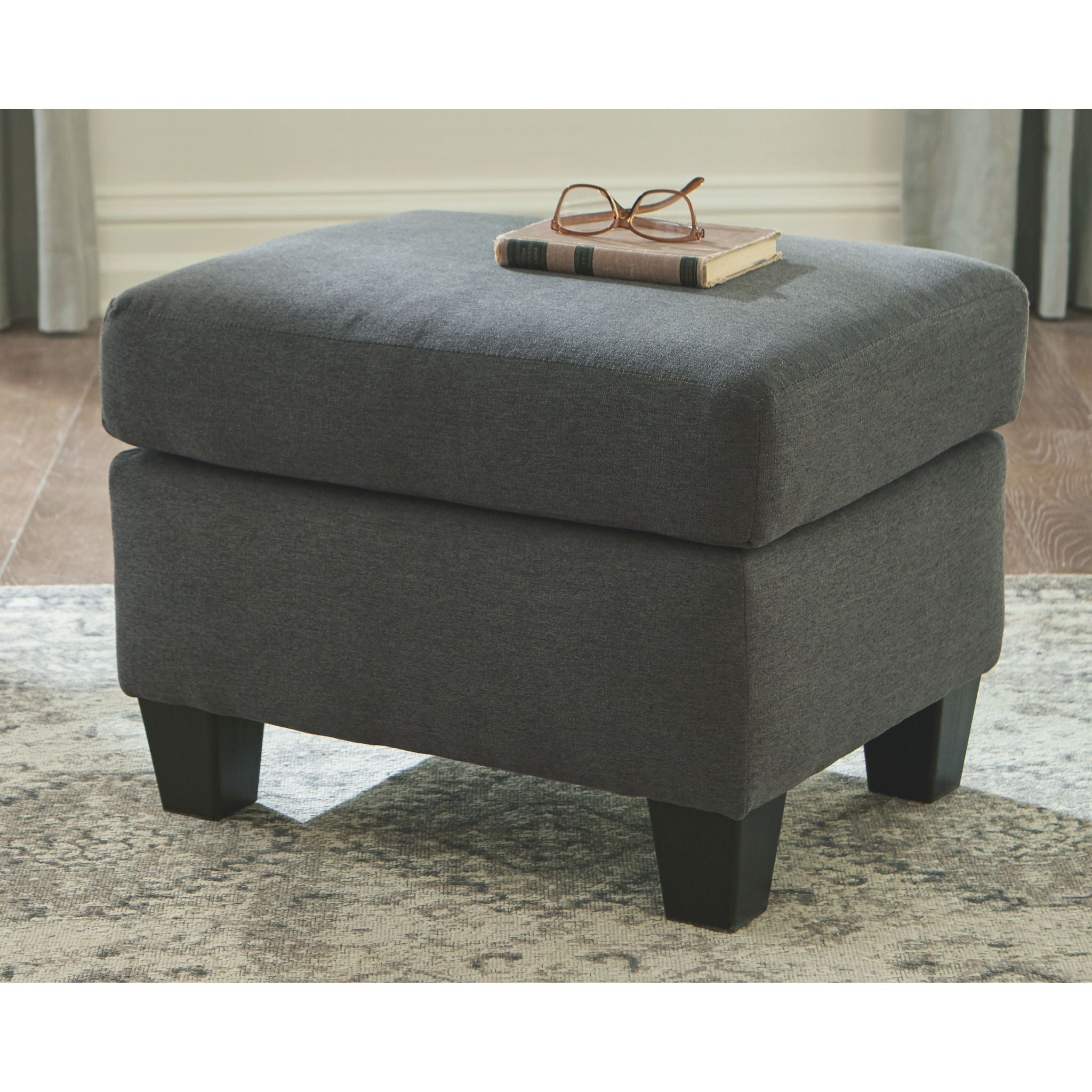 Bayonne Charcoal Ottoman with Storage - Modern Living Room Footrest, Extra Seating & Storage Bench for Home, Office, or Bedroom