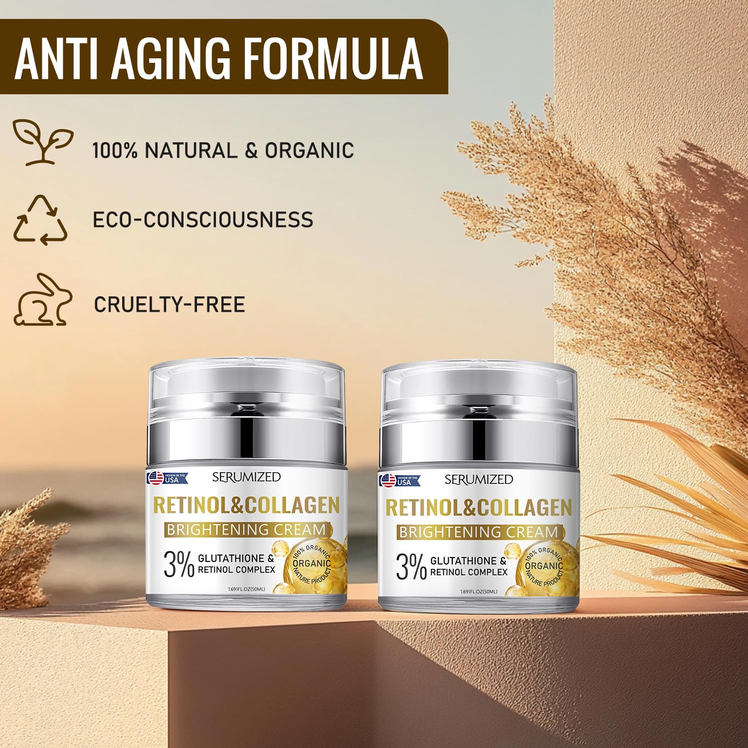Retinol Cream for Face - Anti Aging & Wrinkle Moisturizer with Collagen for Women & Men, Day & Night Facial Care for Face & Neck (1.69 Fl Oz/50ml) - Perfect for Daily Skincare Routine & Anti-Aging Treatment