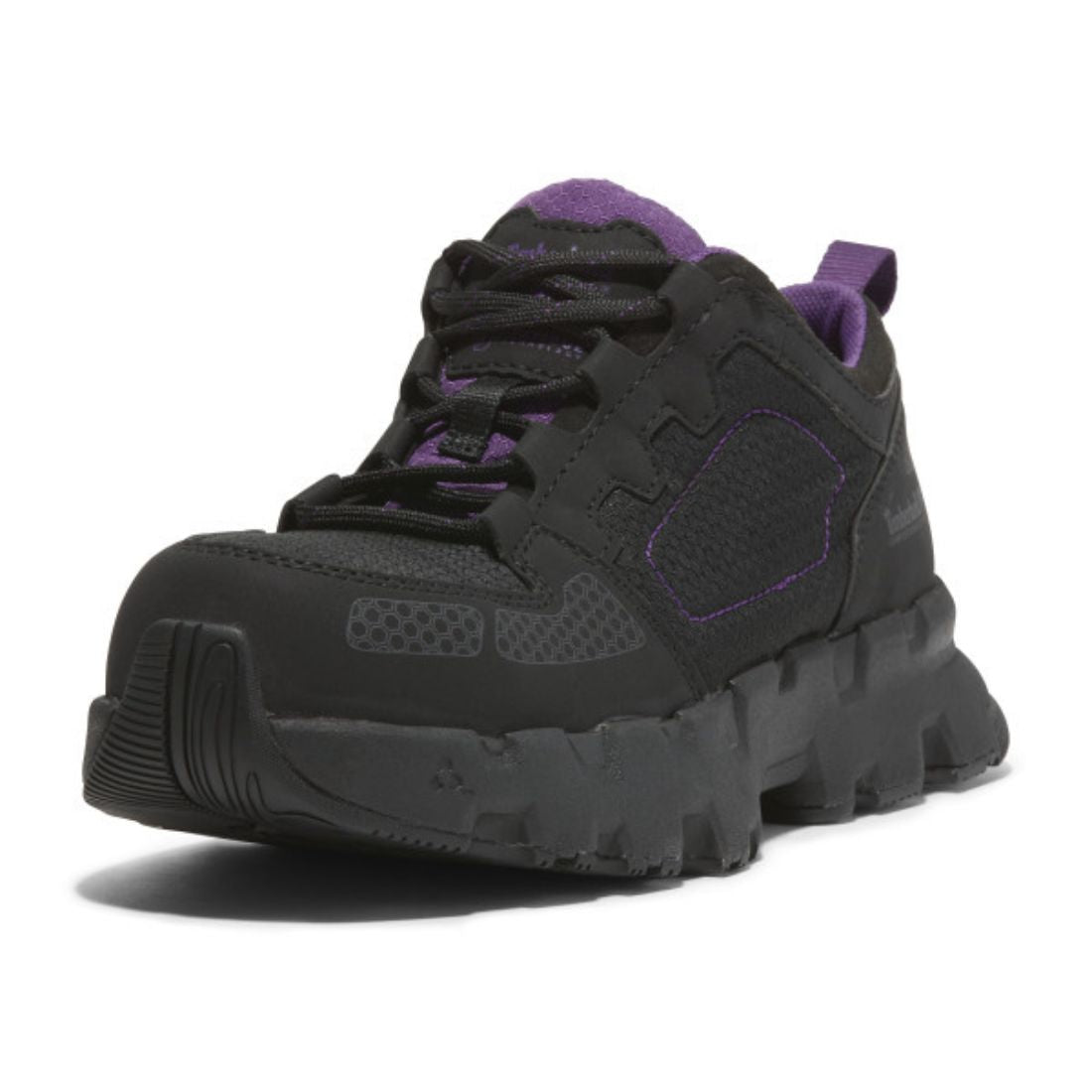 Timberland PRO Women's Powertrain EV Composite Toe Athletic Work Shoes - Lightweight Safety Shoes for Women, Black/Purple (TB0A66T7ECS) | Perfect for Construction, Warehouse & Industrial Work