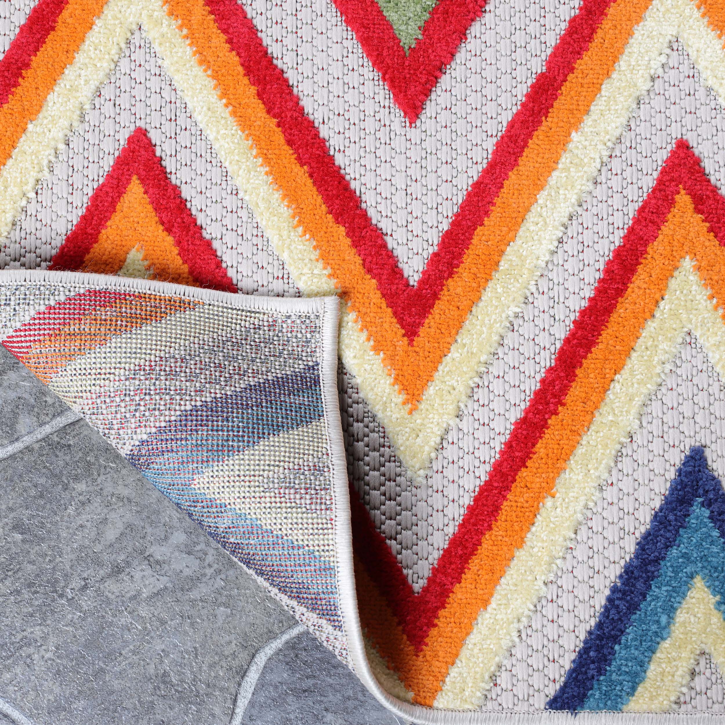 Acacia Geometric Zigzag Modern Indoor/Outdoor Area Rug or Runner - Non-Slip Boho Chic Carpet for Living Room, Bedroom, Patio & Hallway Decor