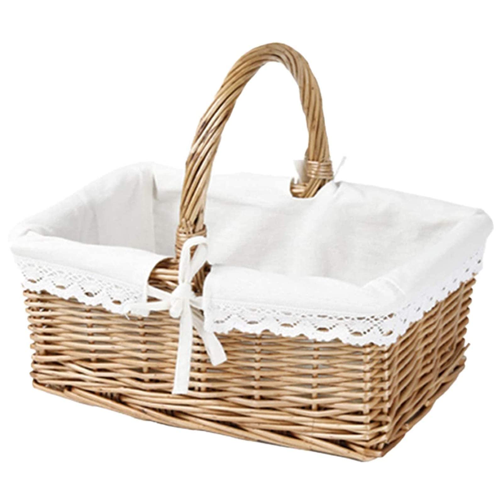 Handmade Wicker Picnic Basket with Handle - Natural Woven Storage Hamper for Camping, Easter, Fruits & Home Decor - Perfect for Outdoor Gatherings, Beach Trips and Gift Giving