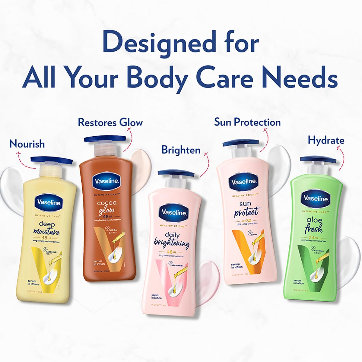 Vaseline Deep Moisture Serum Body Lotion 13.5 fl oz (400ml) with Glycerin for Dry Skin Care - Hydrating & Nourishing Formula for Soft, Smooth Skin | Perfect for Daily Moisturizing After Shower or Before Bed