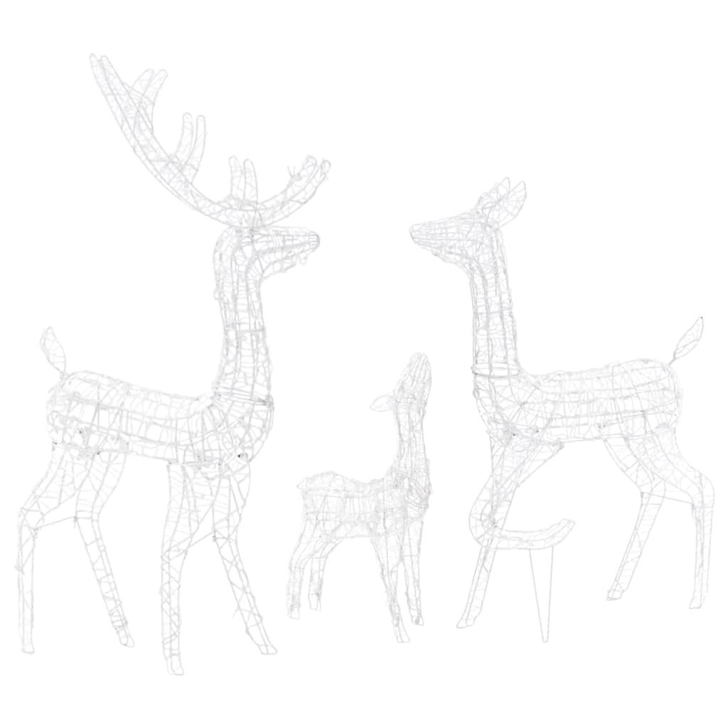 vidaXL Acrylic Reindeer Family Christmas Decoration with 300 LED Lights - Cold White - Indoor/Outdoor Use - 8 Lighting Modes - Set of 3 - Perfect for Holiday Home Decor, Yard Display and Christmas Party Decoration