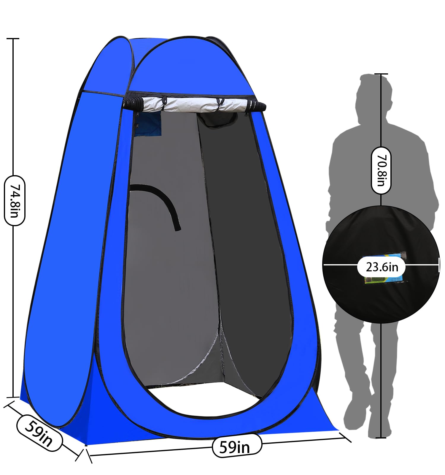 Portable Pop Up Privacy Tent for Camping - Instant Outdoor Shower Toilet Changing Room with Carrying Bag | Waterproof Rain Shelter for Hiking, Beach, Picnic & Fishing | Dressing Room & Emergency Shelter