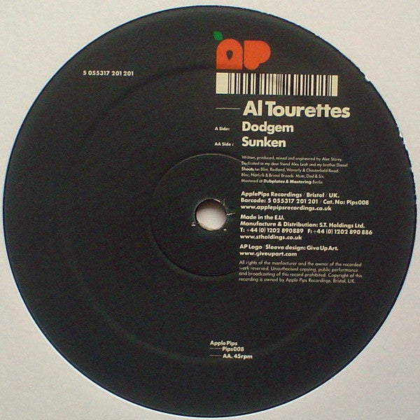 Al Tourettes Dodgem / Sunken 12 PIPS008 Apple Pips - Premium Electronic Music Vinyl Record for DJs & Collectors - Perfect for Clubs, Home Listening & Music Production