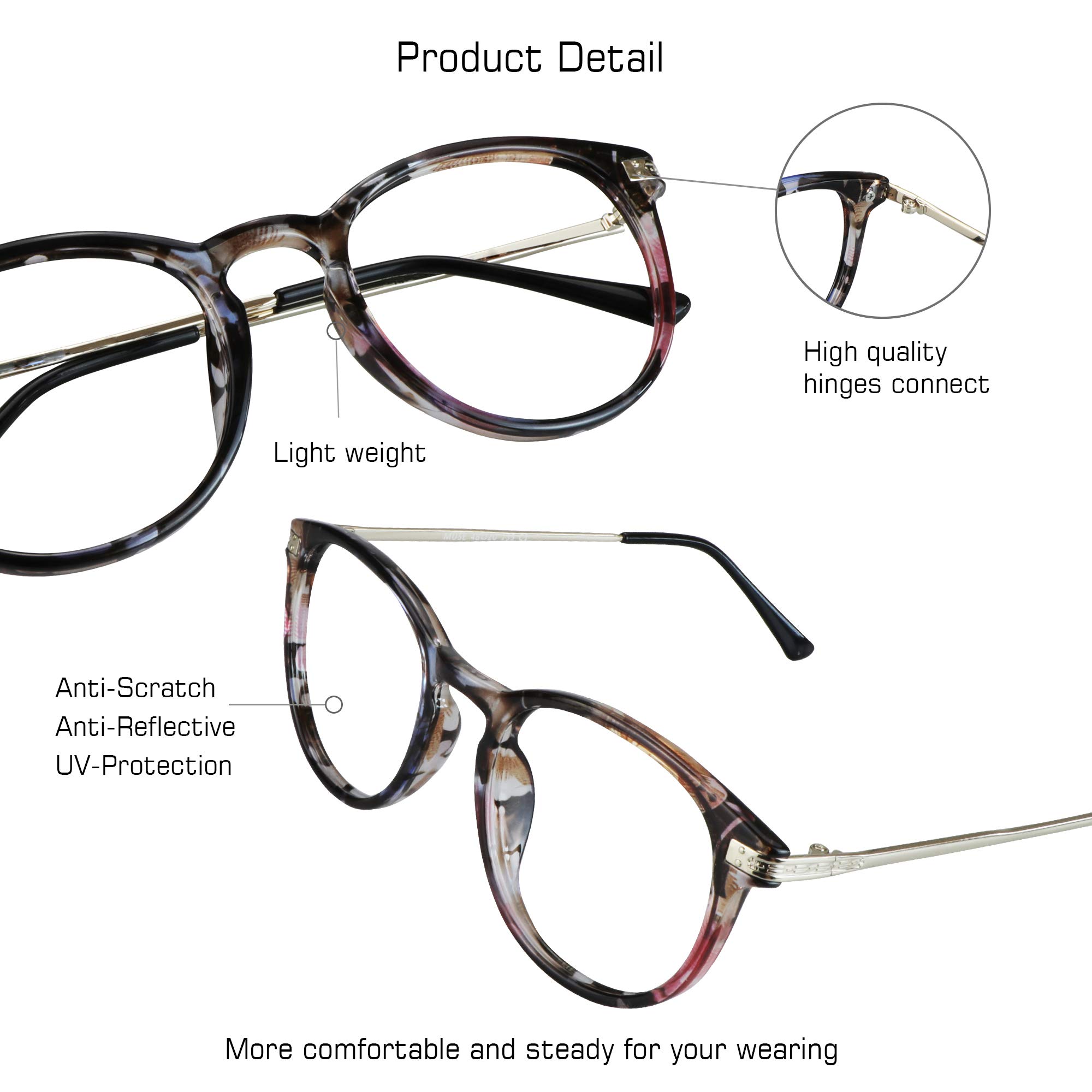 VisionGlobal Blue Light Blocking Glasses for Women - Anti-Eyestrain Computer & Reading Glasses with Stylish Frame & Anti-Glare Coating - Perfect for Office Work, Gaming & Screen Time