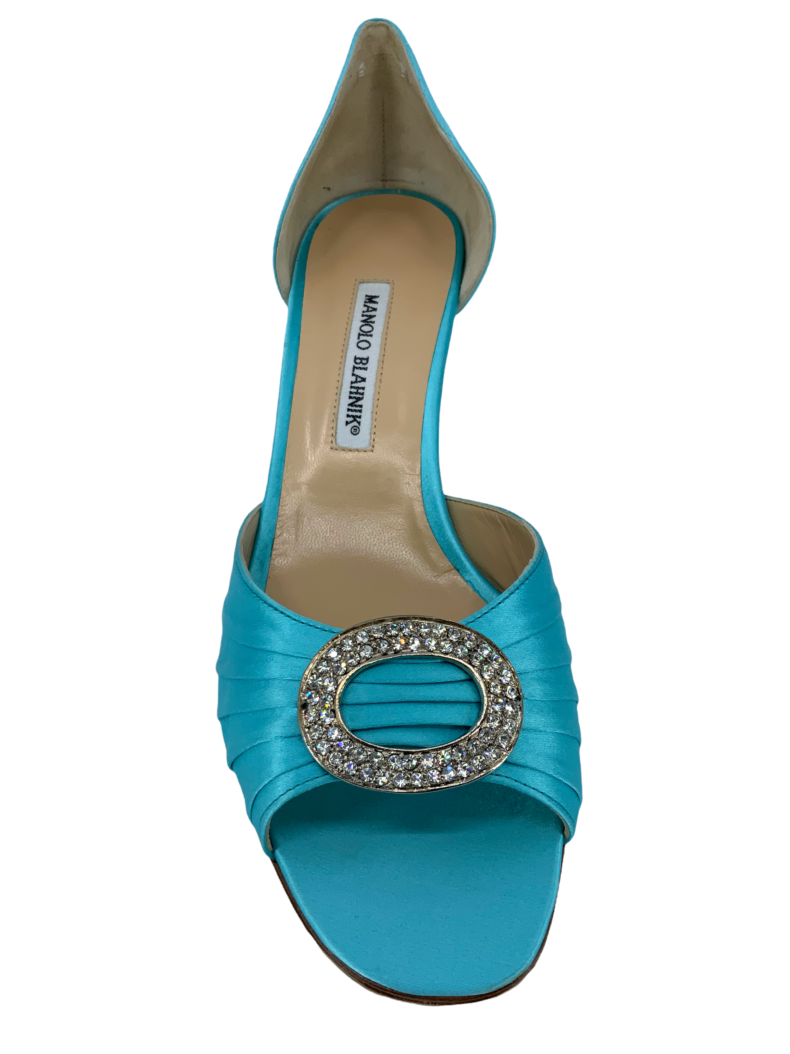 Manolo Blahnik Sedaraby Embellished Satin d'Orsay Pumps - Women's Size 10.5 (US) | Luxury Evening Heels for Weddings, Parties & Special Occasions