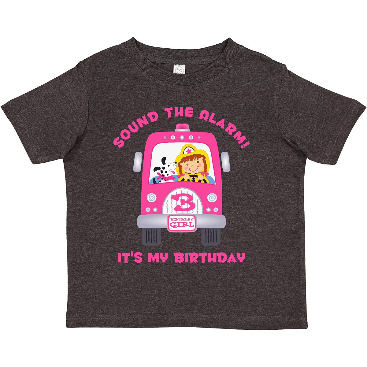 Fire Truck Girl 3rd Birthday Toddler T-Shirt - Cute Toddler Graphic Tee for Birthday Party & Playdate Outfits