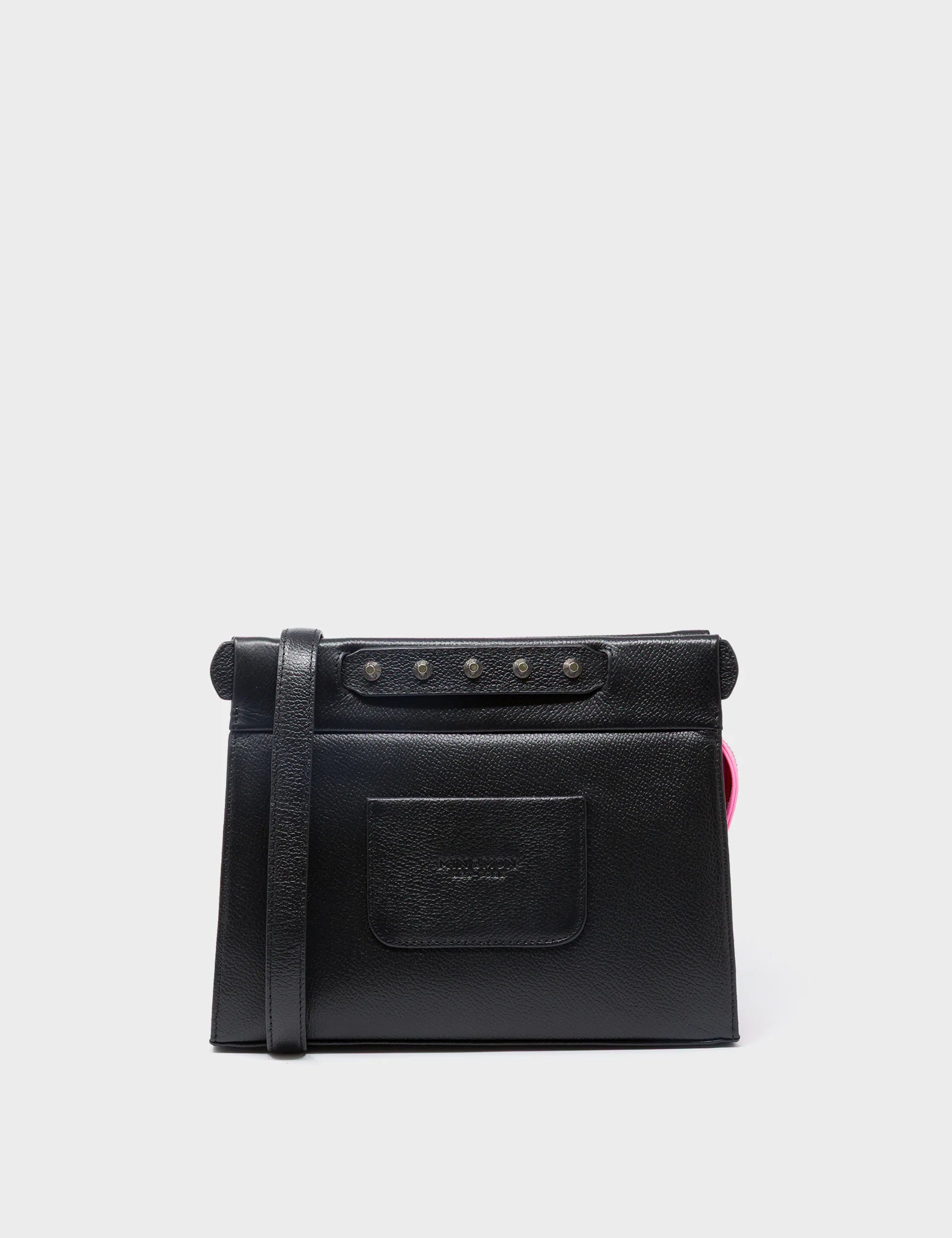 Vali Crossbody Small Leather Bag - Parfait Pink & Black with All Over Eyes Embroidery | Fashionable Women's Purse for Daily Use, Travel & Date Night