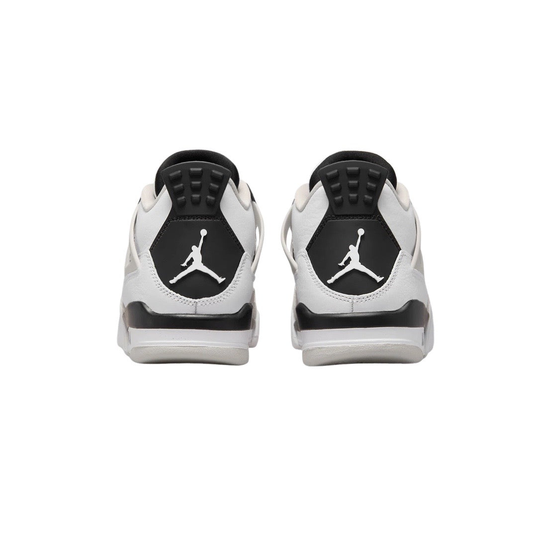 Air Jordan 4 Retro GS Sneakers - Military Black/White/Neutral Grey - Basketball Shoes for Women & Girls - Perfect for Court Play & Street Style Fashion