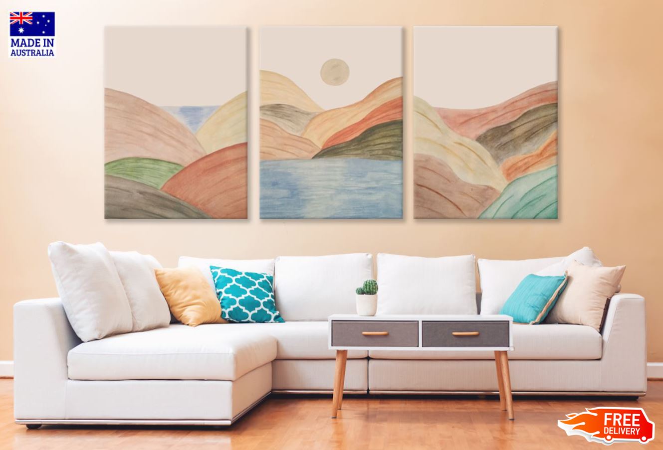 3-Piece Mountain View Art Canvas Prints - High Quality 100% Australian Made Wall Decor - Ready to Hang - Perfect for Living Room, Bedroom & Office Decor