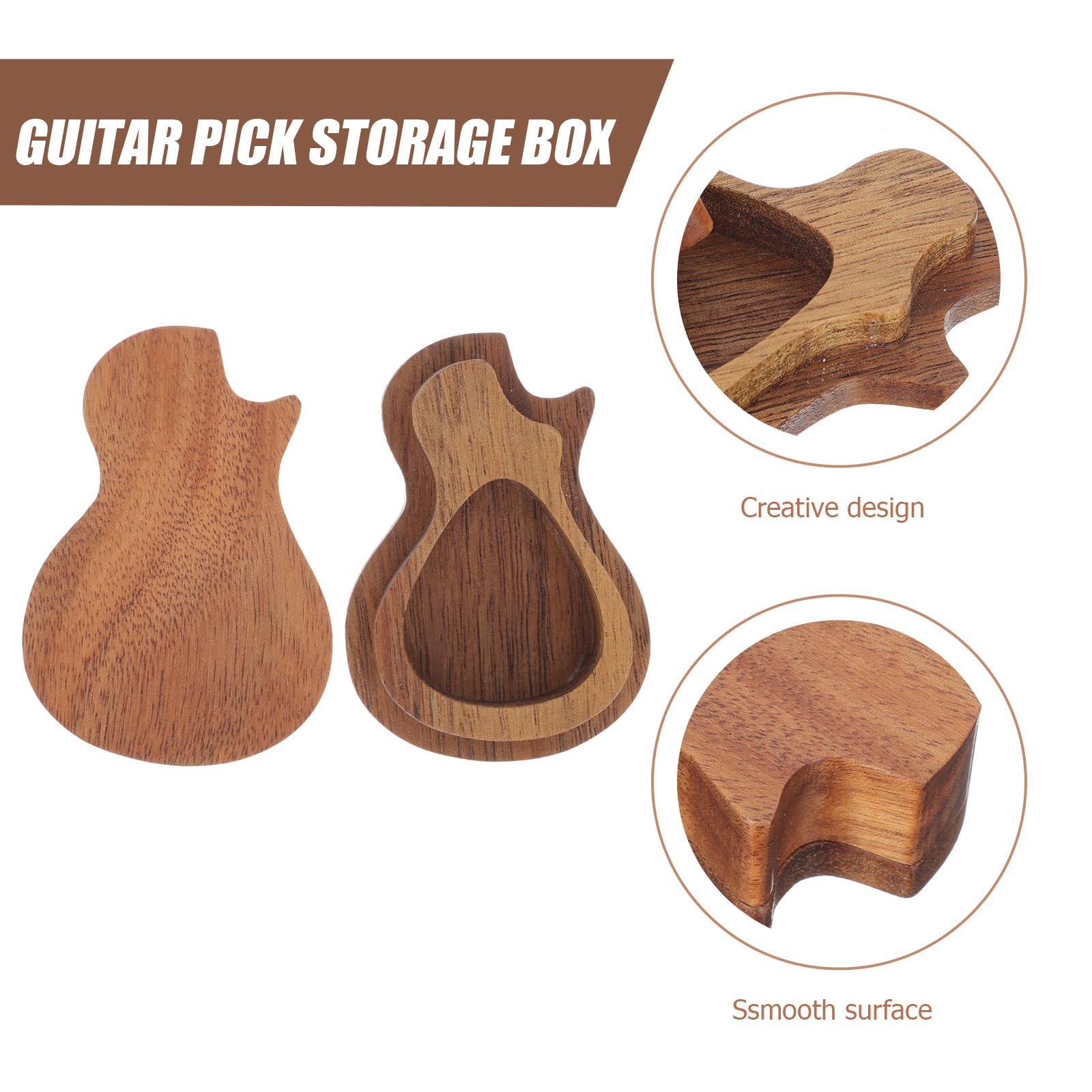 VICASKY Wooden Ukulele Pick Storage Box with Display Stand - Guitar Picks Organizer Case for Bass, Acoustic & Electric Guitars - Perfect for Musicians, Music Stores & Home Decor