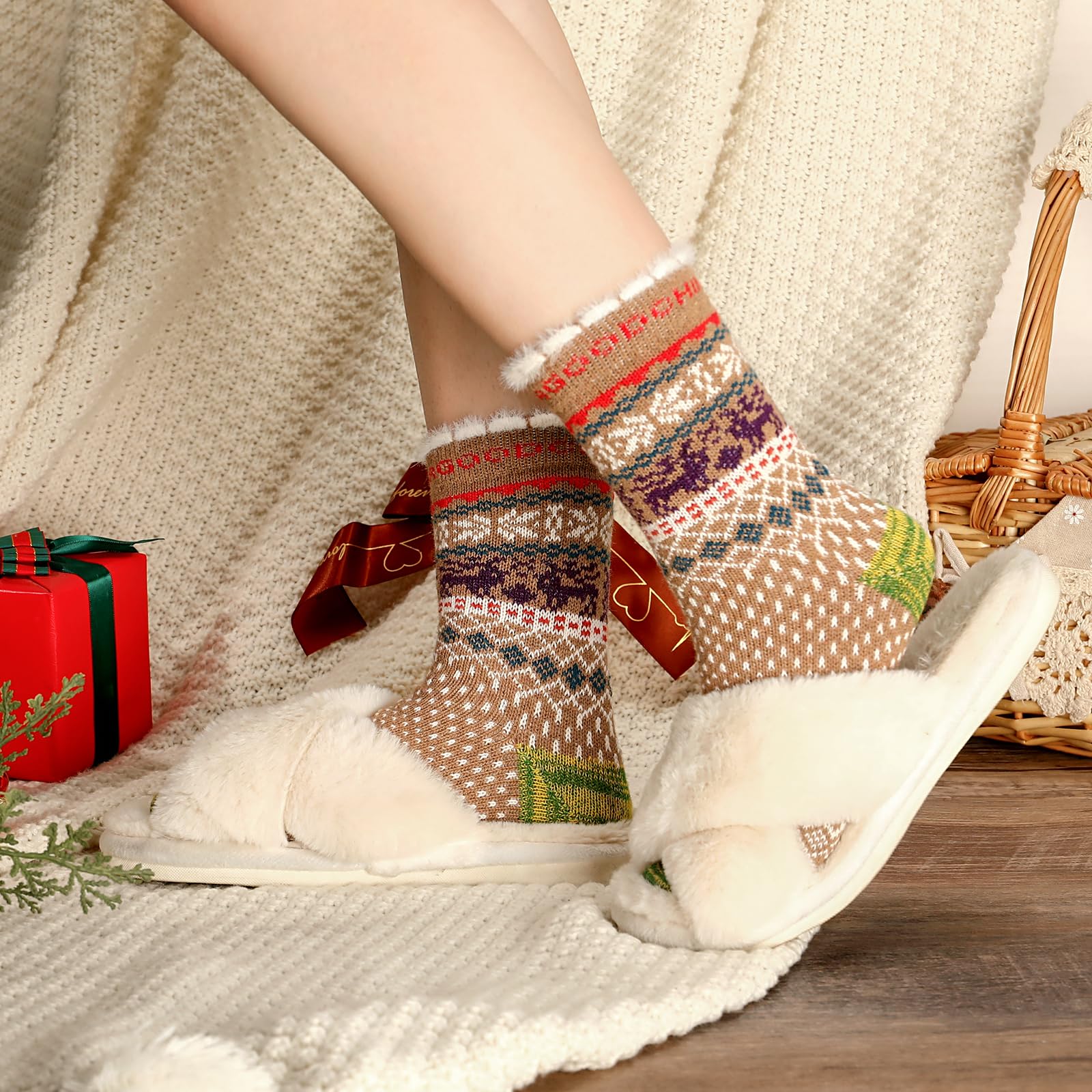 5 Pairs Women's Winter Warm Wool Socks - Ultra Soft Cozy Knit Thermal Socks for Women & Men | Perfect for Hiking, Snow Boots & Cold Weather Gifts