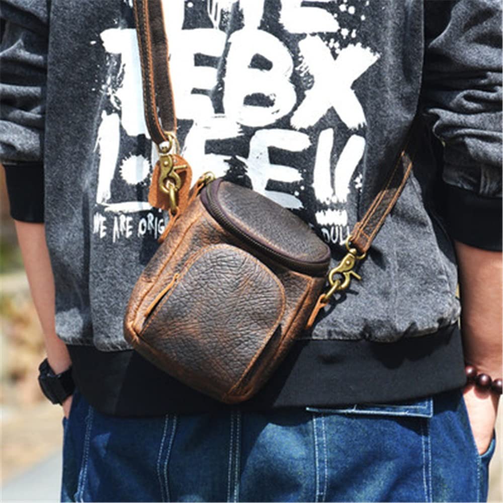 Vintage Men's Waist Bag - Retro Small Crossbody Shoulder Messenger Bag for Casual & Sports | Trendy Hip Pack (12 x 8 x 19cm) - Perfect for Gym, Travel, Hiking & Everyday Use