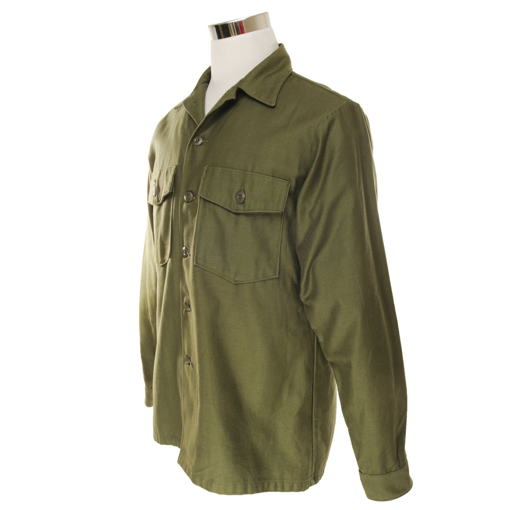 Vintage US Army Sateen Utility Shirt - Size 16 1/2 X 36 - Deadstock Military Workwear for Men - Perfect for Outdoor Activities, Camping & Vintage Fashion Collectors