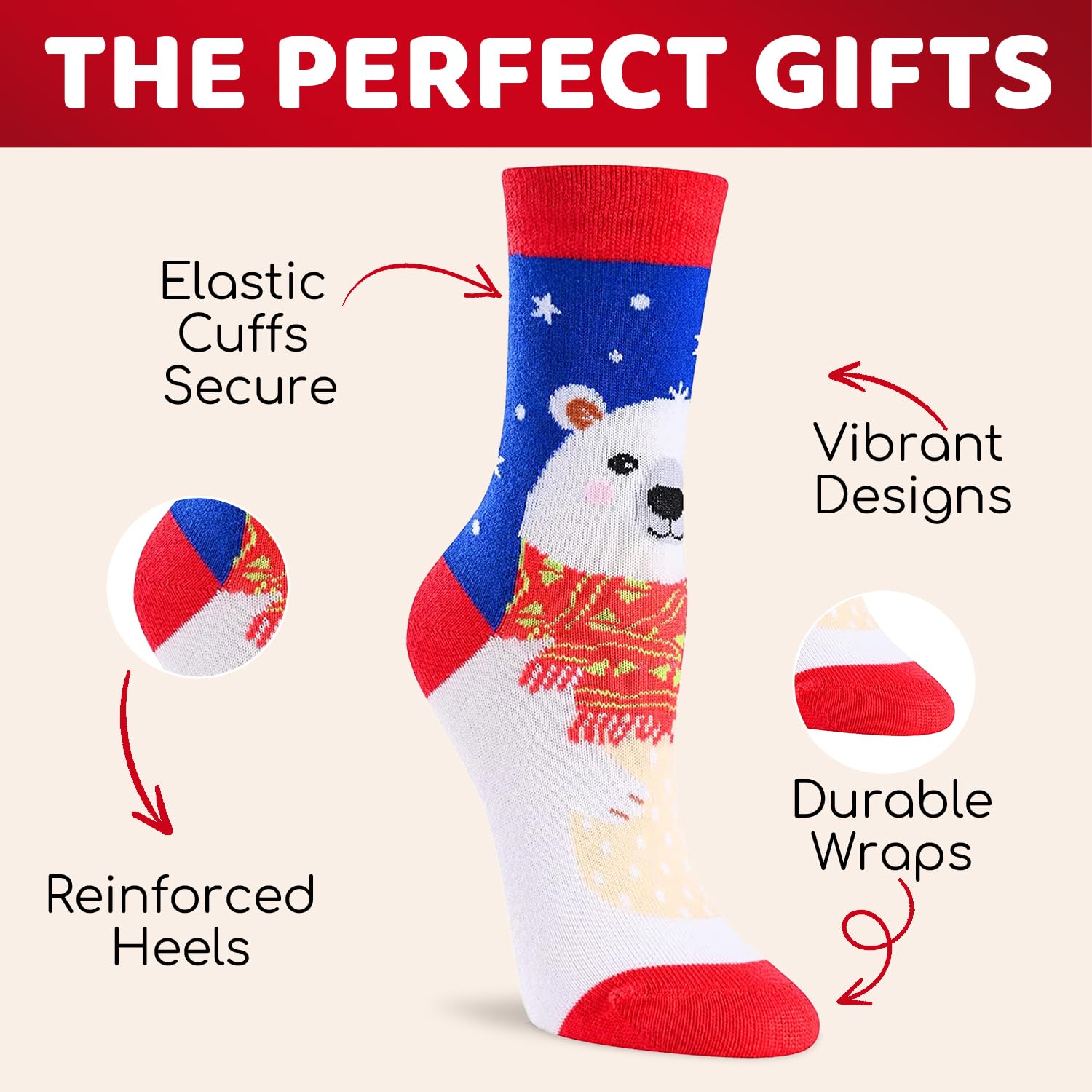 Festive Christmas Stocking Socks for Women & Men - Cozy Reindeer Pattern Secret Santa Gifts for Kids & Adults - Perfect for Holiday Parties, Family Gatherings & Winter Celebrations