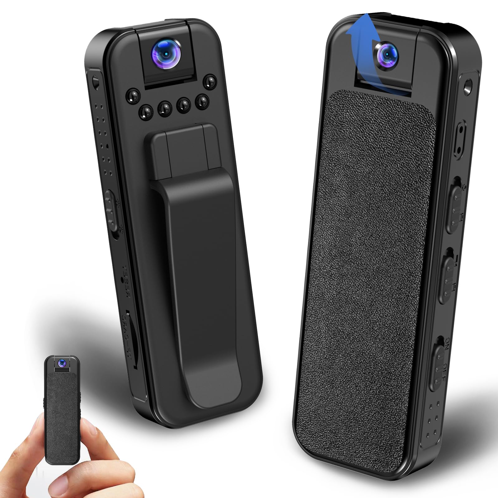 1080P HD Body Camera with Night Vision - Portable Wearable Video Recorder, Rotatable Lens & Back Clip - No WiFi Needed Mini Camcorder for Outdoor Activities, Security, Police Work & Evidence Recording