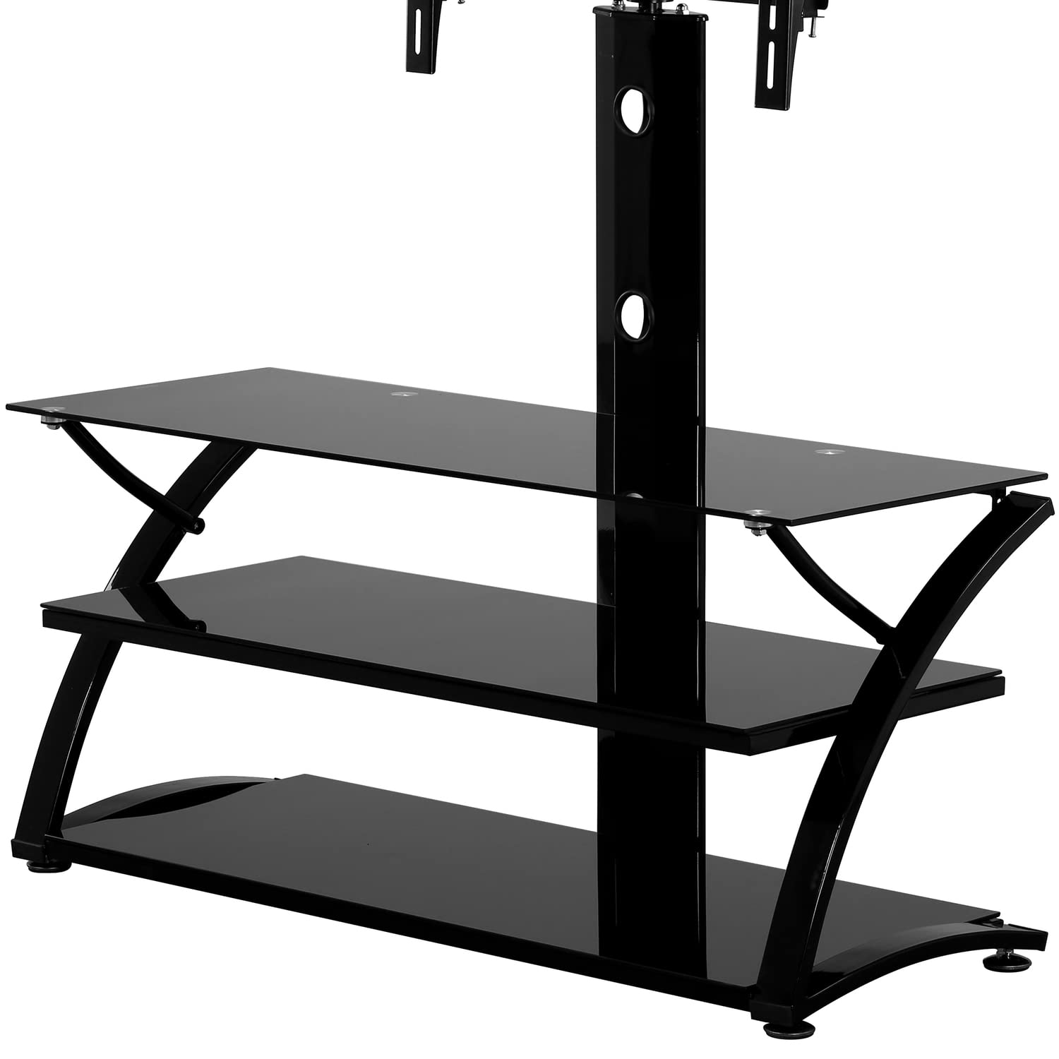 Better Home Products Black Rosa Swivel Mount Glass TV Stand for 60-inch TVs - Perfect for Living Room, Bedroom & Home Theater Setup