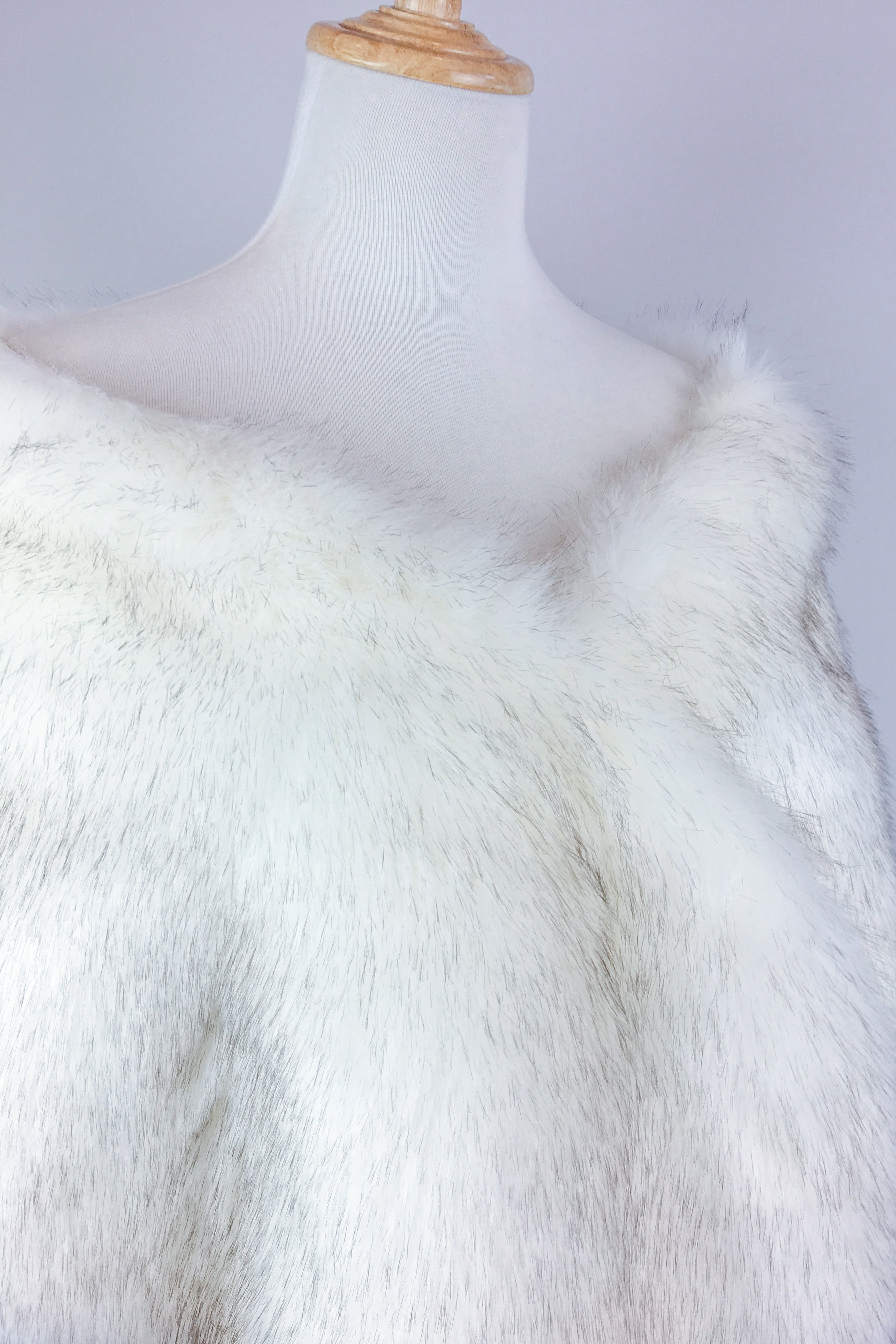 Ivory and Black Fur Shawl with Butterfly Design (Wht03) - Elegant Winter Wrap for Women, Perfect for Parties, Weddings, and Evening Events