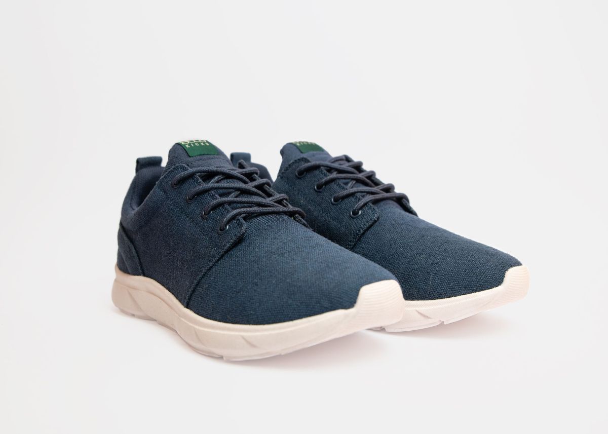 8000kicks Explorer V2 Navy Hemp Sneakers - Eco-Friendly Men's Running Shoes for Outdoor Adventures & Casual Wear