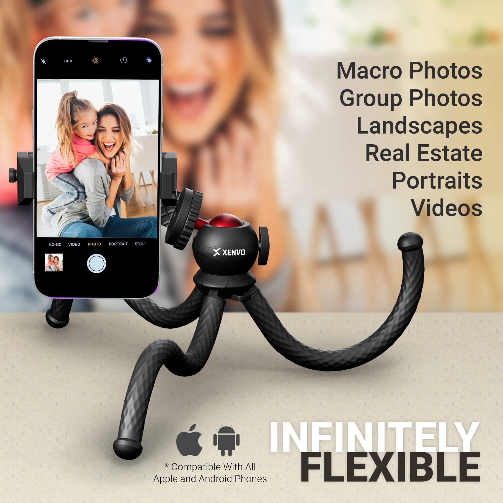 SquidGrip Flexible Phone Tripod for iPhone, GoPro & Android - Perfect for Vlogging & Travel